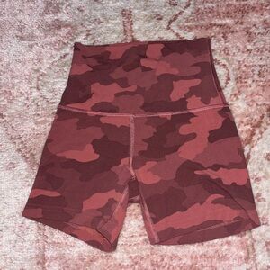 Lululemon Pink Camo Biker Shorts
